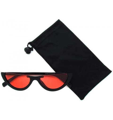 Cat Eye Half Frame Cat Eye Sunglasses P2456 - Black Red - CB18QHXX50A $7.63