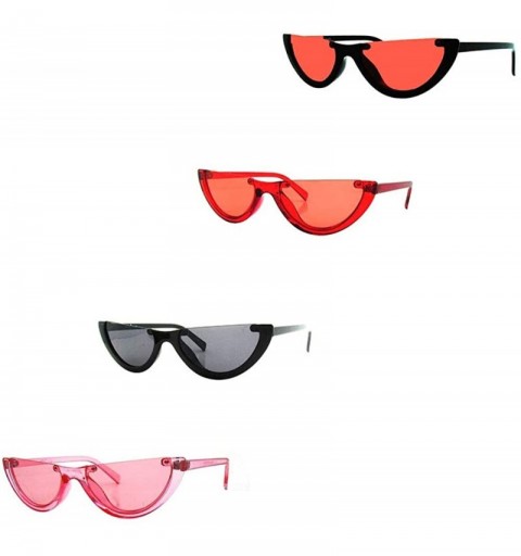 Cat Eye Half Frame Cat Eye Sunglasses P2456 - Black Red - CB18QHXX50A $7.63