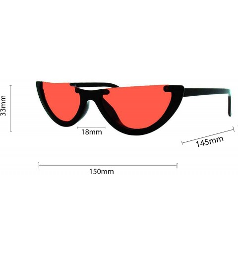 Cat Eye Half Frame Cat Eye Sunglasses P2456 - Black Red - CB18QHXX50A $7.63