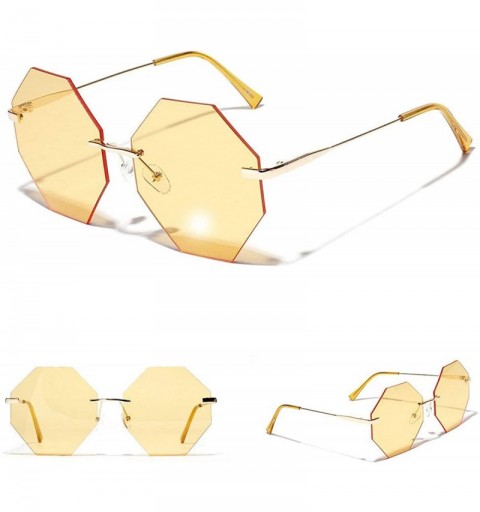 Square 2019 Polygon Sunglasses Women Brand Designer Rimless Fashion Sun Glasses Metal Ocean lens For Female uv400 - C118U3Q97...