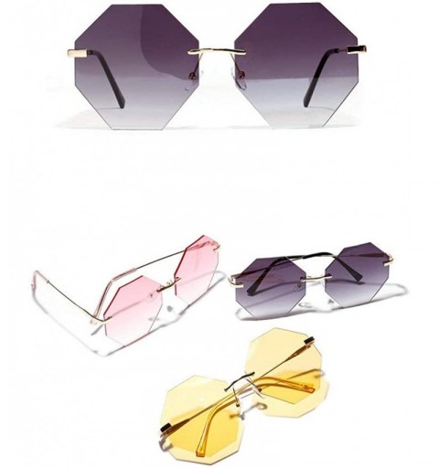 Square 2019 Polygon Sunglasses Women Brand Designer Rimless Fashion Sun Glasses Metal Ocean lens For Female uv400 - C118U3Q97...