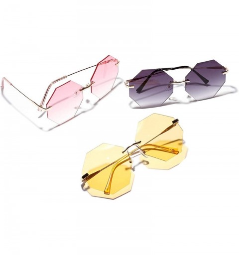 Square 2019 Polygon Sunglasses Women Brand Designer Rimless Fashion Sun Glasses Metal Ocean lens For Female uv400 - C118U3Q97...