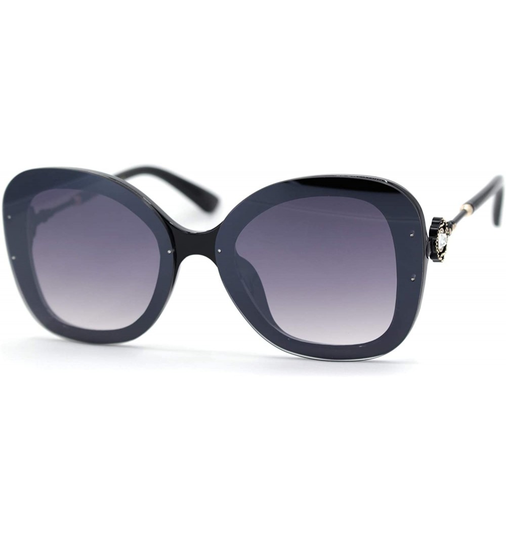 Butterfly Womens Pearl Brooch Jewel Exposed Lens Fashion Sunglasses - Black Smoke - C618UCKIHN4 $14.93