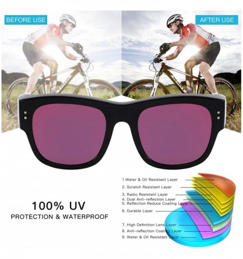 Sport Oversized Fits Over Sunglasses Mirrored Polarized Lens for Women and Men - Black Frame - Wine Red Mirrored Lens - C117Z...