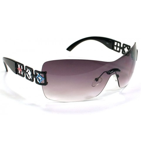 Shield Designer Style Women's Sunglasses 8817 - Black - CA11ESITOWH $8.65