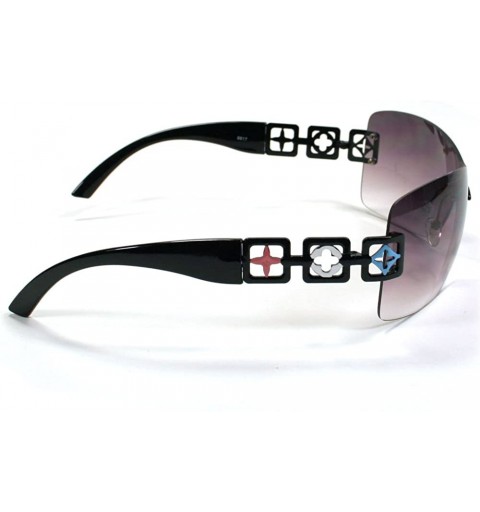 Shield Designer Style Women's Sunglasses 8817 - Black - CA11ESITOWH $8.65
