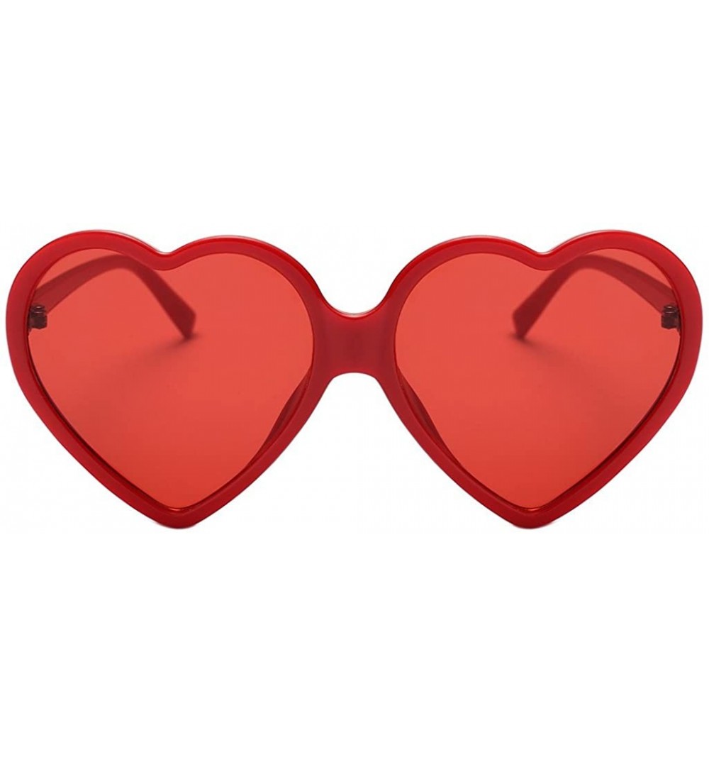 Oversized Heart Sunglasses Large Oversized Sun Glasses Thin Frame Cute Eyewear UV400 for Women by 2DXuixsh - Red - CD18SG7DTT...