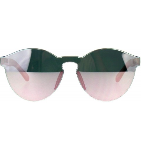 Round Unique Flat Solid Panel Lens Horn Keyhole Mirror Sunglasses - Pink - CR187KU928U $12.04