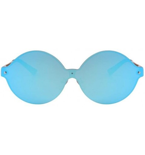 Rimless Women Round Mirror UV400 Integrated Sunglasses Men Eyewear - Blue - CV17Z7EK4M4 $10.12
