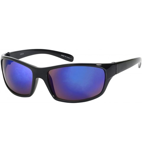 Wrap Sports Sunglasses with Color Mirror Lens 570010-REV - Black - CA12IRW5BML $10.03