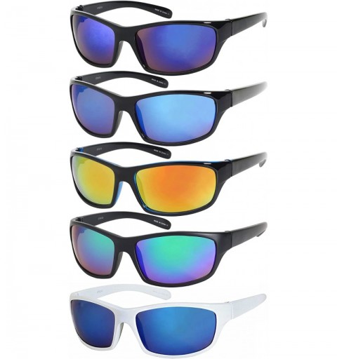 Wrap Sports Sunglasses with Color Mirror Lens 570010-REV - Black - CA12IRW5BML $10.03