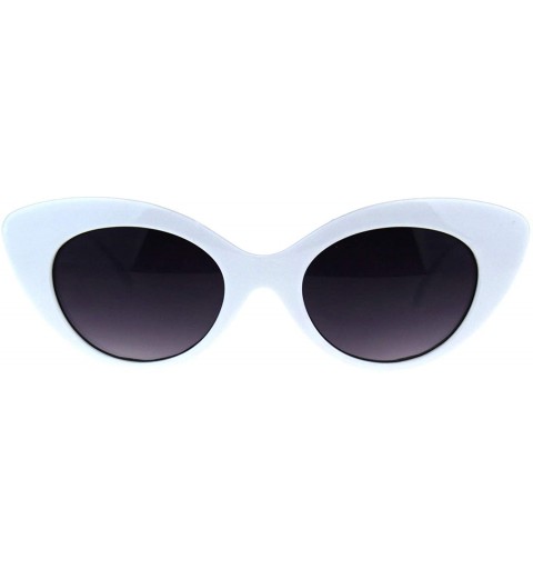 Oval Womens Oval Cateye Sunglasses Vintage Designer Style Shades UV 400 - White (Smoke) - CK18KZI6LDT $9.83