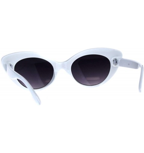 Oval Womens Oval Cateye Sunglasses Vintage Designer Style Shades UV 400 - White (Smoke) - CK18KZI6LDT $9.83