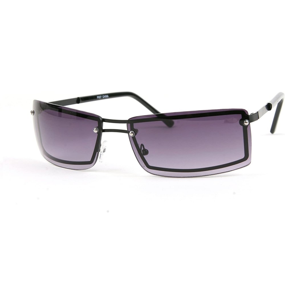Sport Unisex Metal Frame Sunglasses P607 - Black-gradientsmoke Lens - CR11W4RIZF1 $20.37