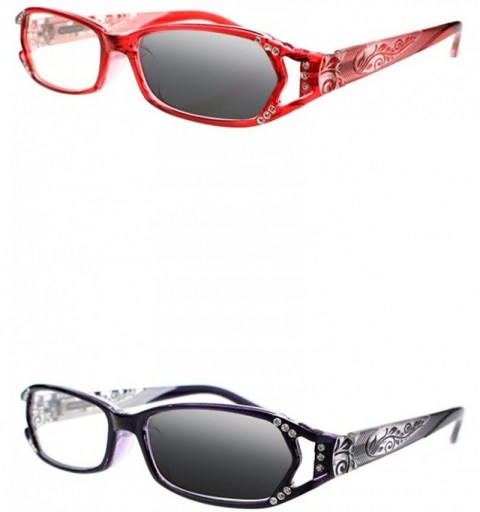 Rectangular Women Diamonds Transition Photochromic Reading Glasses UV400 Protect Sunglasses - All 2 Colors - CR18DXO43SE $71.29