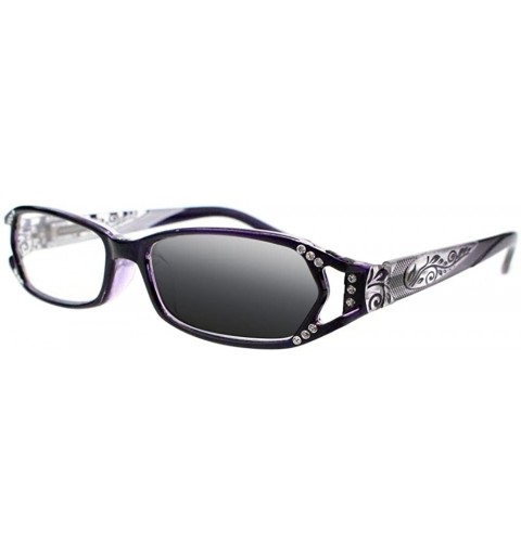 Rectangular Women Diamonds Transition Photochromic Reading Glasses UV400 Protect Sunglasses - All 2 Colors - CR18DXO43SE $39.42