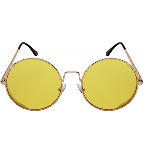 Shield Round Side Shield Sunglasses w/Flat Color Lens 5123-PARENT - Gold - C1185KLKMK5 $10.33