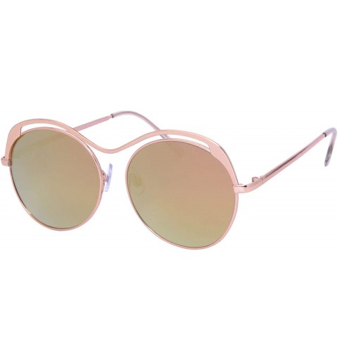Round Fashion Top Metal Round Mirrored Lens bridgeless sunglasses - Gift Box Packaged - 03-gold - CD18Y48CAG4 $11.65
