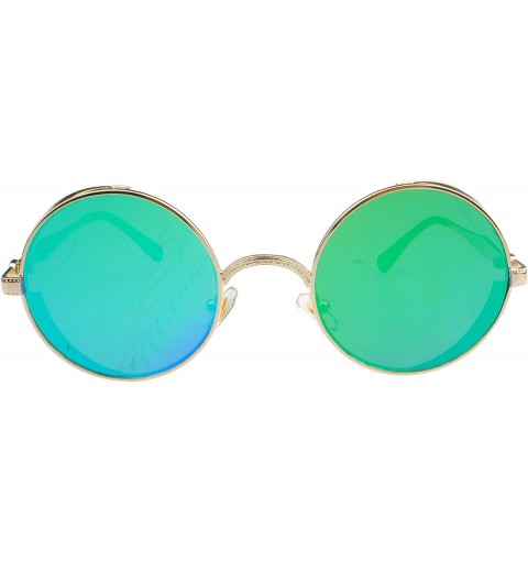 Oversized Hippie Retro Vintage Round Sunglasses for women men Metal Frame Shades Gold - C211LIT35QZ $24.81