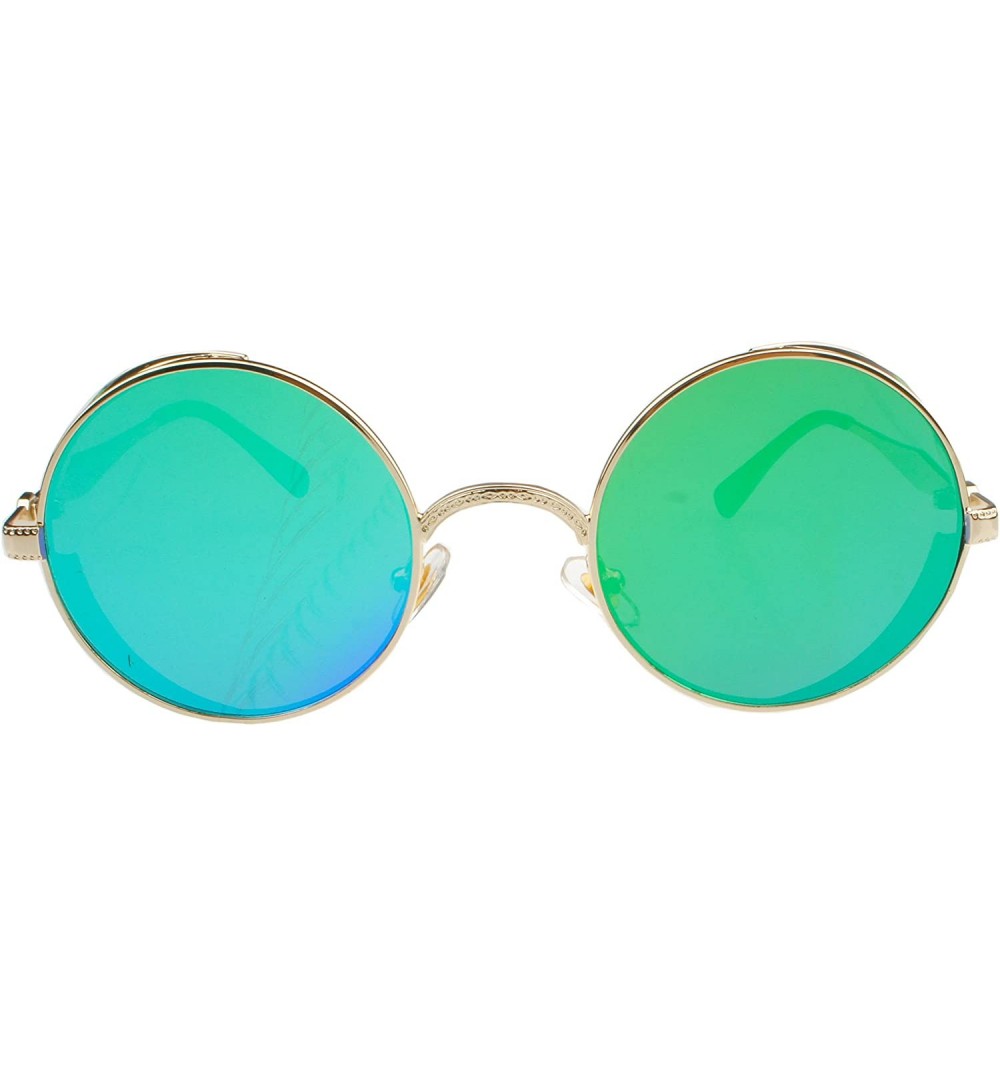 Oversized Hippie Retro Vintage Round Sunglasses for women men Metal Frame Shades Gold - C211LIT35QZ $14.52