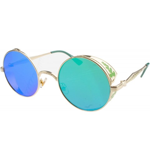 Oversized Hippie Retro Vintage Round Sunglasses for women men Metal Frame Shades Gold - C211LIT35QZ $14.52