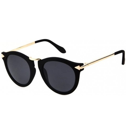 Goggle Women Retro Round Coating Sunglasses Vintage Glasses Metal Arrow Sunglass - Matte Black - CP182YS9LGS $8.28