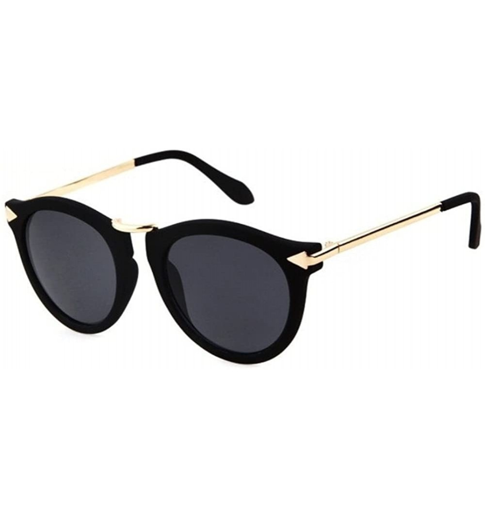 Goggle Women Retro Round Coating Sunglasses Vintage Glasses Metal Arrow Sunglass - Matte Black - CP182YS9LGS $8.28
