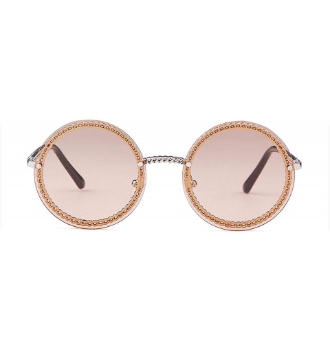 Oversized Vintage Fashion Round Sunglasses Women Luxury Retro RimlFrame Sun Glasses Lady FeShades NO Chain S018 - CW198AIQN75...