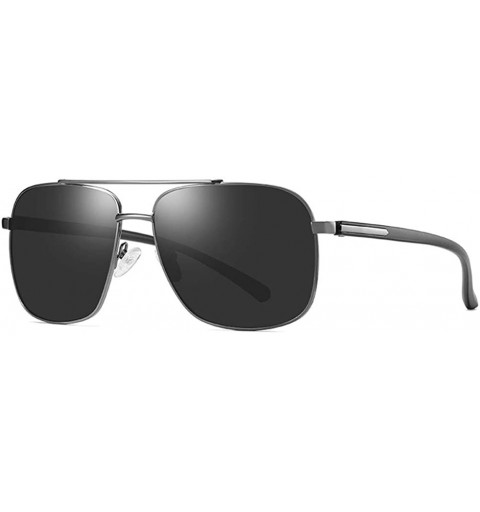 Aviator Polarized Square Sunglasses for Men UV400 Protection Lenses Metal Frame - Grey/Black - CZ196TXS4OK $10.38