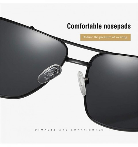 Aviator Polarized Square Sunglasses for Men UV400 Protection Lenses Metal Frame - Grey/Black - CZ196TXS4OK $10.38