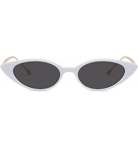 Goggle Unisex Vintage Slender Oval Sunglasses Small Metal Frame lens eyewear - White - CP18DW856GR $21.56