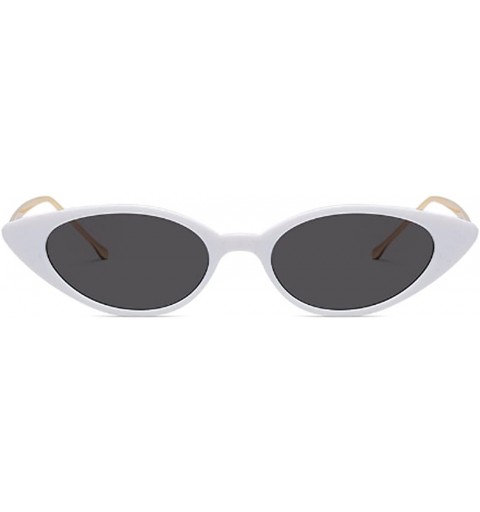 Goggle Unisex Vintage Slender Oval Sunglasses Small Metal Frame lens eyewear - White - CP18DW856GR $11.22