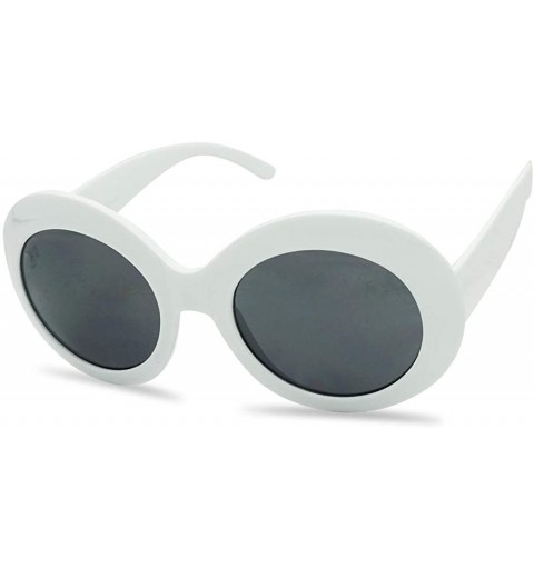 Oversized Women's Oversized Thick Round Bold MOD Fashion Jackie O Inspired Sunglasses - White - CE12O5WHVVJ $10.01