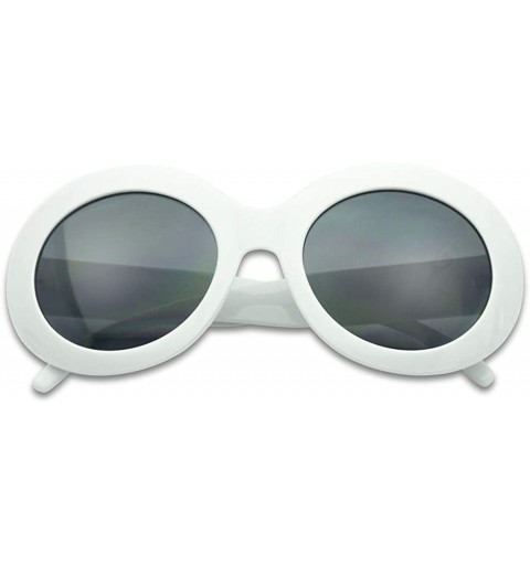 Oversized Women's Oversized Thick Round Bold MOD Fashion Jackie O Inspired Sunglasses - White - CE12O5WHVVJ $10.01
