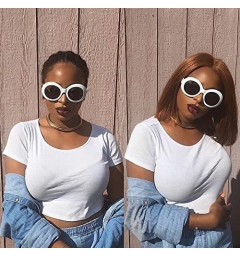 Oversized Women's Oversized Thick Round Bold MOD Fashion Jackie O Inspired Sunglasses - White - CE12O5WHVVJ $10.01