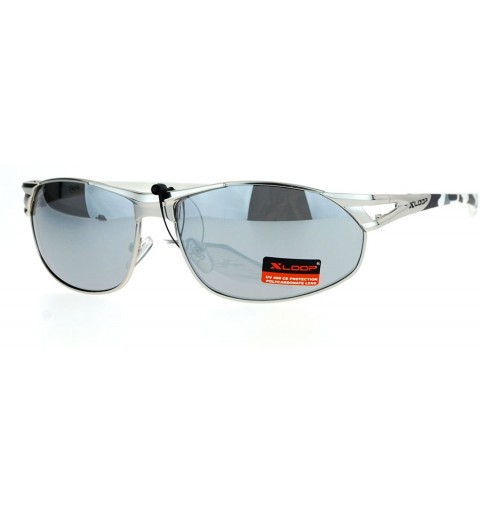 Oval Mens Mirrored Mirror Lens Camo Arm Warp Oval Sport Metal Sunglasses - Silver Mirror - CL12HVJRP8J $14.46