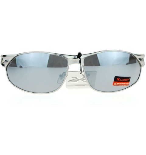 Oval Mens Mirrored Mirror Lens Camo Arm Warp Oval Sport Metal Sunglasses - Silver Mirror - CL12HVJRP8J $14.46