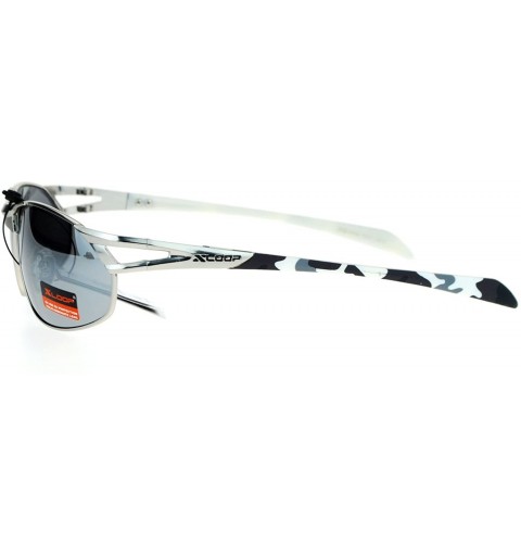 Oval Mens Mirrored Mirror Lens Camo Arm Warp Oval Sport Metal Sunglasses - Silver Mirror - CL12HVJRP8J $14.46