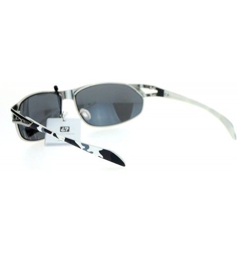 Oval Mens Mirrored Mirror Lens Camo Arm Warp Oval Sport Metal Sunglasses - Silver Mirror - CL12HVJRP8J $14.46