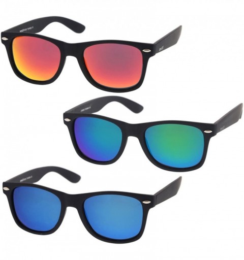 Aviator Retro 80's Classic Colored Mirror Lens Square Horn Rimmed Sunglasses for Men Women - CU17YGN9G9W $41.43