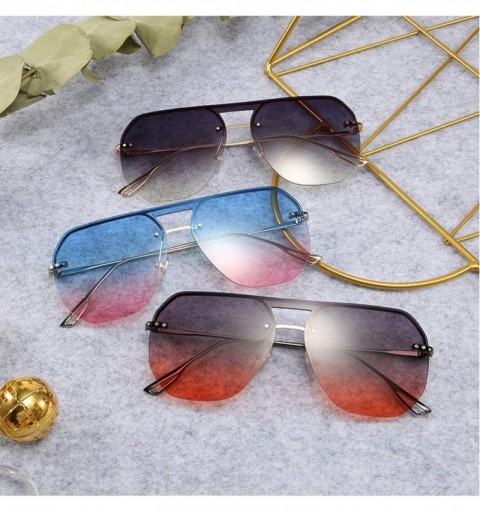 Shield 2019 Fashion Modern Shield Style Rivets Sunglasses Cool Double Color Lens Sun Glasses Oculos De Sol 058 - C6 - C0198AH...