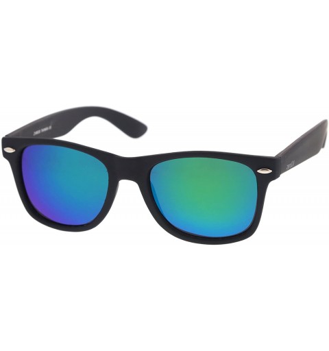 Aviator Retro 80's Classic Colored Mirror Lens Square Horn Rimmed Sunglasses for Men Women - CU17YGN9G9W $26.31
