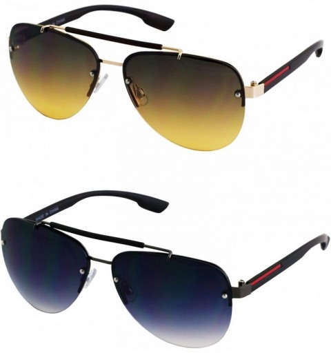 Rimless Oceanic Rimless Fashion Celebrity Aviator Retro Sunglasses Gradient Lens Metal Frame - Brown and Smoke - CO18T3O2COS ...