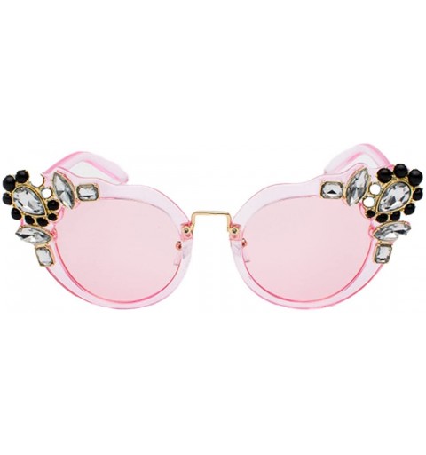 Rimless Ms. Oversized Frame Retro Cat Eye Sunglasses Fashion Design - Powder Box Powder - CL18EW4SUEE $8.22