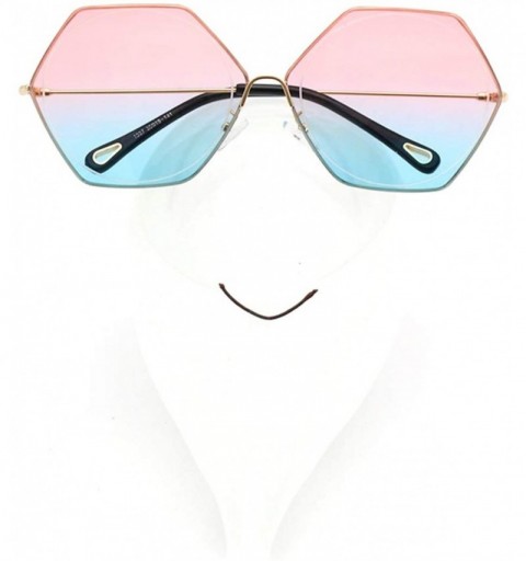 Sport Women's Square Large Frame Sunglasses Metal Scales Brown Gradient UV400 Beach Sunglasses - T30-pink - CK18QH2IWQ2 $18.52