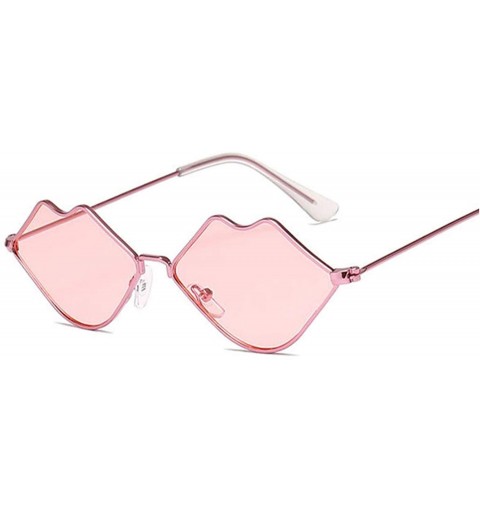 Sport Small Fe Sunglasses Women Retro Lips Mirror Metal Sun Glasses Female Vintage Brand Designer - Pinkpink - CM18W77S8NK $1...