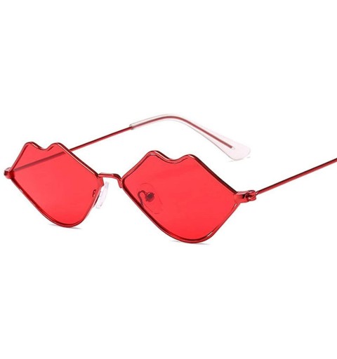 Sport Small Fe Sunglasses Women Retro Lips Mirror Metal Sun Glasses Female Vintage Brand Designer - Pinkpink - CM18W77S8NK $1...