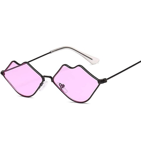 Sport Small Fe Sunglasses Women Retro Lips Mirror Metal Sun Glasses Female Vintage Brand Designer - Pinkpink - CM18W77S8NK $1...