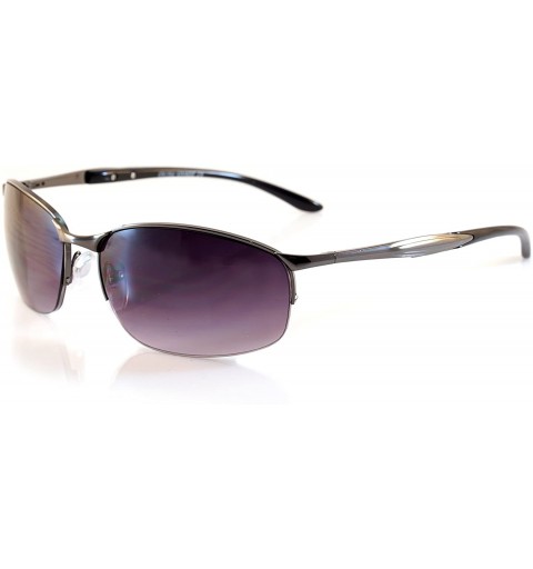 Rimless Mens Sports Driving Semi-Rimless Rectangular Smoke Lens Sunglasses Spring Hinge A066 - Black/ Purple Sd - C8189HKE8ID...