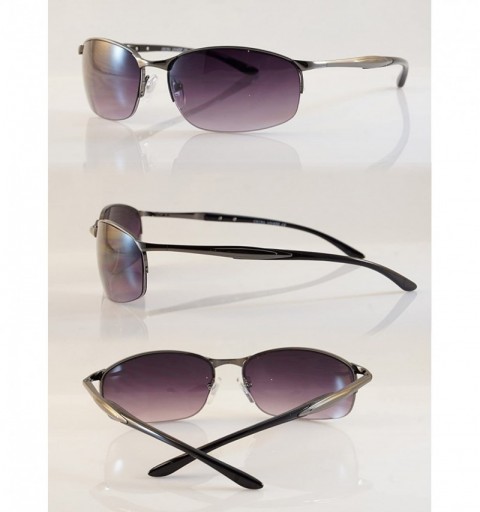 Rimless Mens Sports Driving Semi-Rimless Rectangular Smoke Lens Sunglasses Spring Hinge A066 - Black/ Purple Sd - C8189HKE8ID...